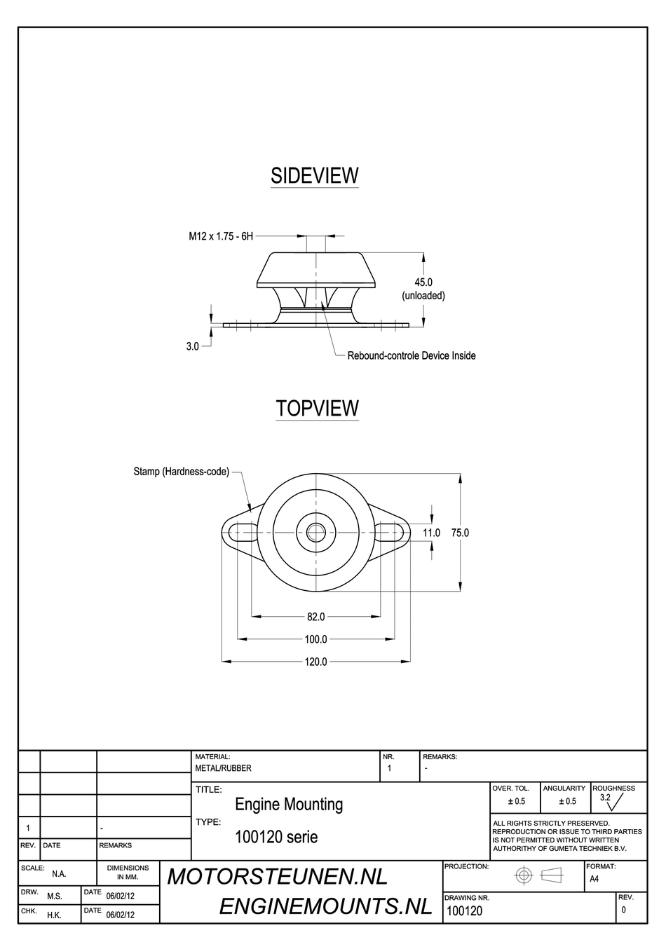 MD Anti-vibration Mounting type 200 - 04 - M12 - max. 50 kg